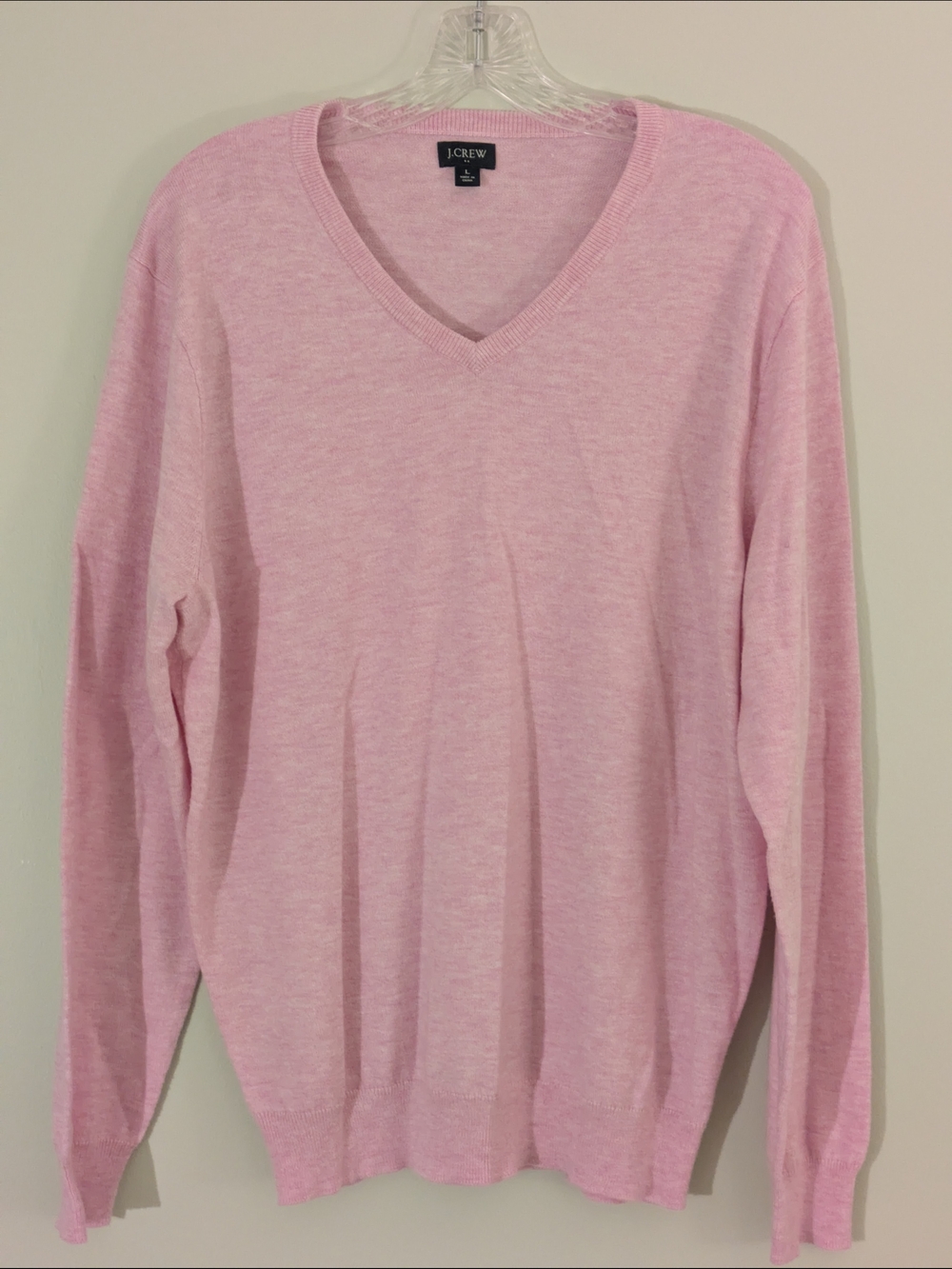 J. Crew Men's Light Pink V-Neck Sweater